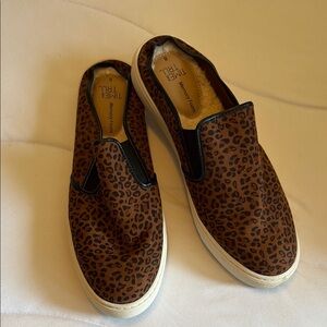 Time and Tru Brown and Black Loafers with Animal Print